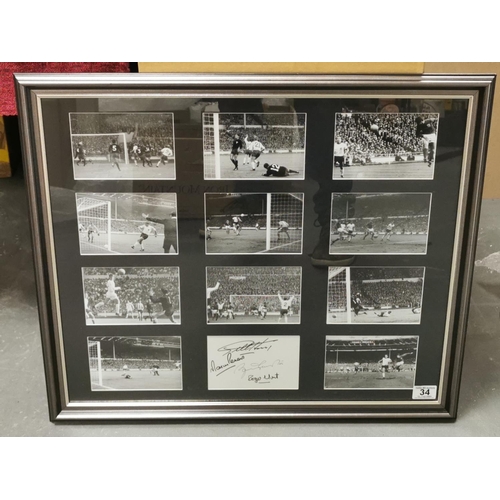 34 - Framed & Signed World Cup 1966 Goals of The Tournament Memorabilia w/Original Signature of Bobby Cha... 