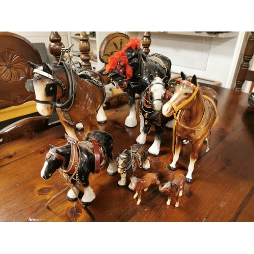 50c - Collection of Various Pottery Horses and Shirehorses in Melba Ware