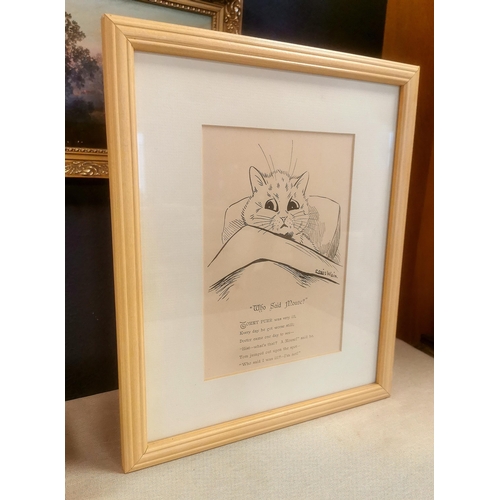 113a - Collection of Six Louis Wain Cat Character Pieces inc some pencil sketches