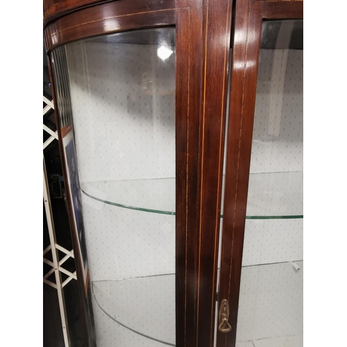 132 - Edwardian Inlaid Wood Bow-Fronted Glass Display Cabinet