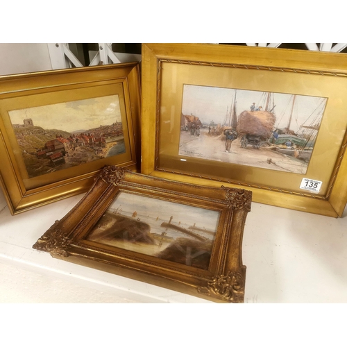 135 - Trio of Signed Yorkshire & Whitby Watercolours and Oils by W Kay Blacklock, A.R. Quinton + One Other