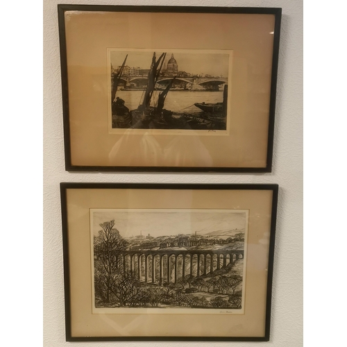 139a - Pair of Well-Framed Etchings inc by local artist Marion Rhodes (1907-1998)