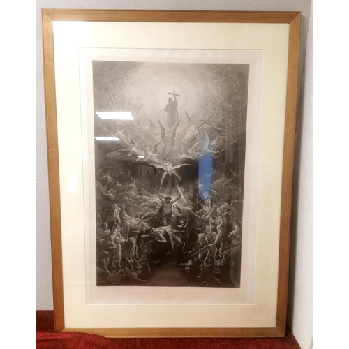 139c - Large Engraving Print of an Original by Gustave Dore 'The Triumph of Christianity over Paganism'