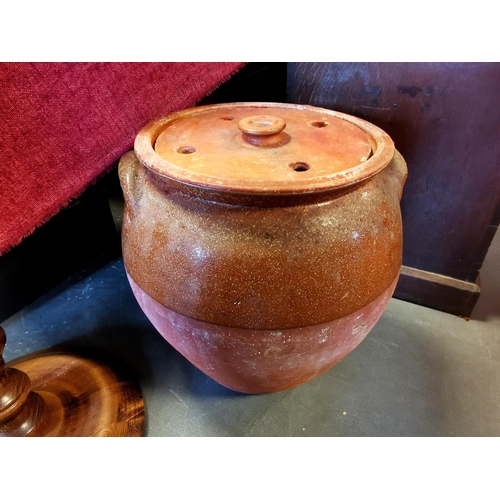 47f - Mid-Century Twin Handled Planter/Jar made by local Soil Hill Pottery icon Isaac Button