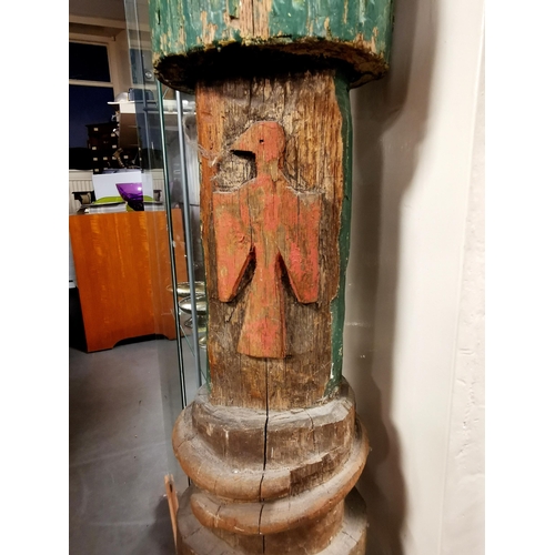 55 - Native American 18th Century Tribal Totem Pole - approx 6ft tall