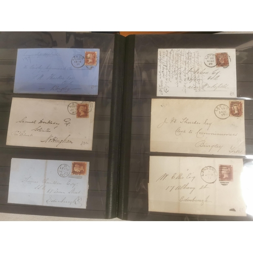 79a - Two Folder Set of Postmarked Victorian Stamped Envelopes inc Penny Black, Blue and Penny Reds