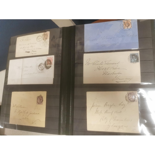 79a - Two Folder Set of Postmarked Victorian Stamped Envelopes inc Penny Black, Blue and Penny Reds