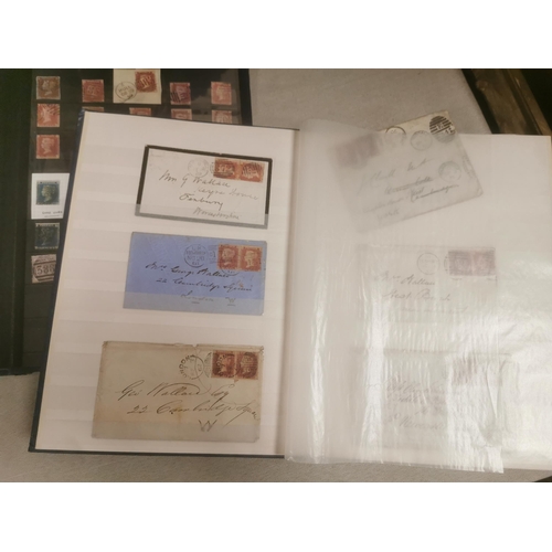 79a - Two Folder Set of Postmarked Victorian Stamped Envelopes inc Penny Black, Blue and Penny Reds