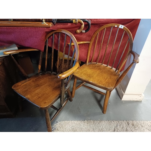 8 - Pair of Oak Vintage Child's Carver Armchairs - 70H x 44D x 61W