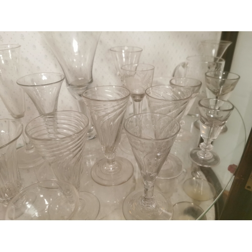 132d - Two Shelves of Antique Victorian Glassware and Glasses