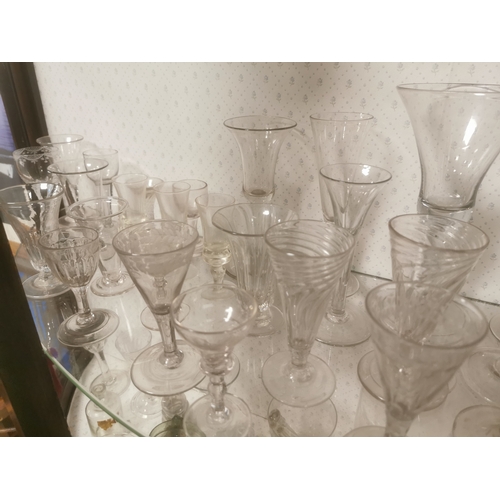 132d - Two Shelves of Antique Victorian Glassware and Glasses