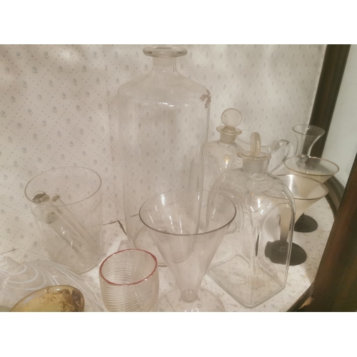 132d - Two Shelves of Antique Victorian Glassware and Glasses