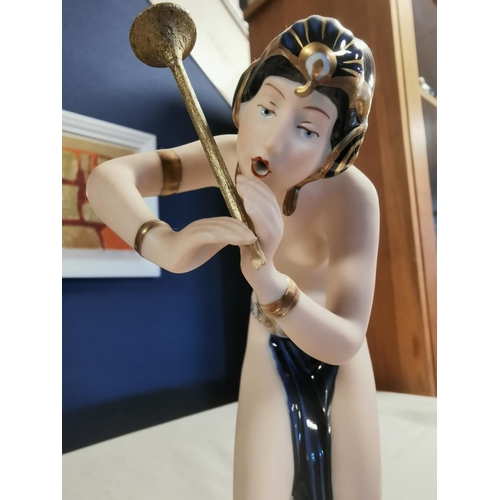 10 - Royal Dux Bohemia 1930's Art Deco Style Snakecharmer Figure, 23cm high