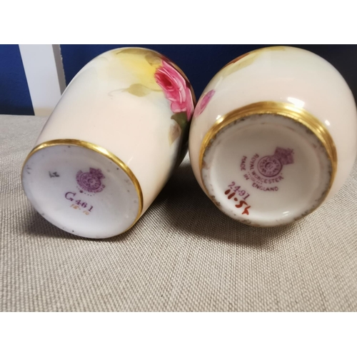 112 - Pair of late 19th Century Royal Worcester Floral and Fruits Vases, one signed by Kitty Blake - 11 an... 