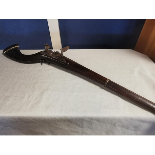 16 - North African Flintlock Antique 19th Century Rifle, 123cm long