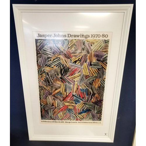 2 - Framed Original 1981 Jasper Johns Pop-Art Margo Leavin Gallery Exhibition Poster