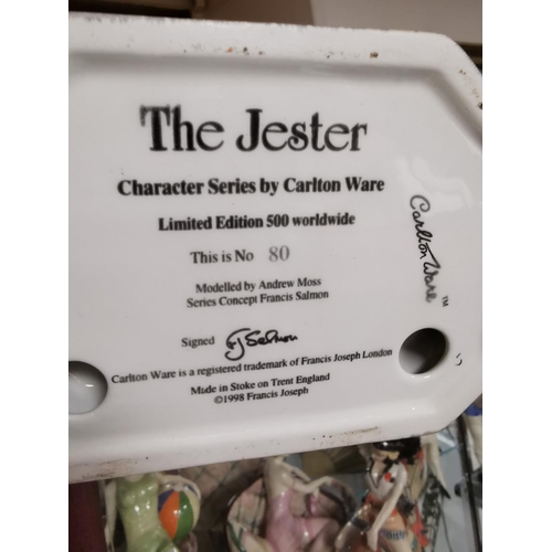 202 - Carlton Ware Porcelain Figurine - The Jester - Limited Edition - 80/500, Ht 21cm