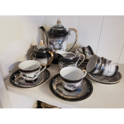 246 - Vintage Japanese Dragon Moriage Tea Set