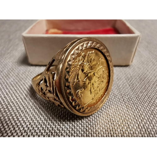 278 - 1910 Half Sovereign Gold Ring, size X