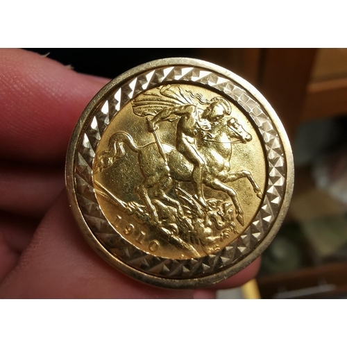 278 - 1910 Half Sovereign Gold Ring, size X