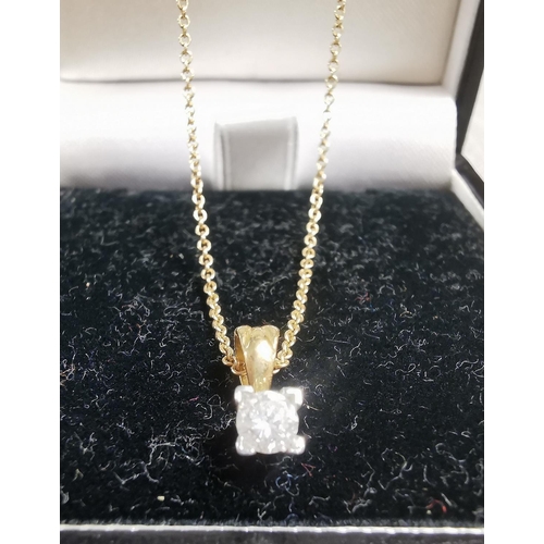 281 - 18ct Gold & Diamond Pendant Necklace, chain measures 41cm