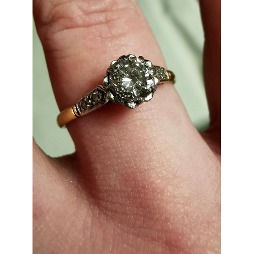 347 - 18ct Gold & Platinum Mount Diamond Engagement Ring, size Q