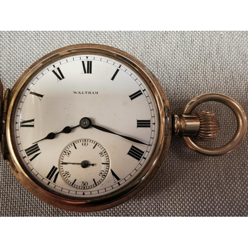 356 - Pair of Gold-Plated Pocketwatches inc Waltham American Traveller