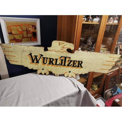 49 - Large Wooden Wurlitzer Eagle Advertising Sign, approx 140cm across