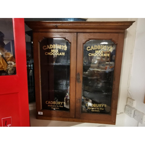 66 - Edwardian Display Cabinet w/Cadbury's Mile Chocolate Advertising