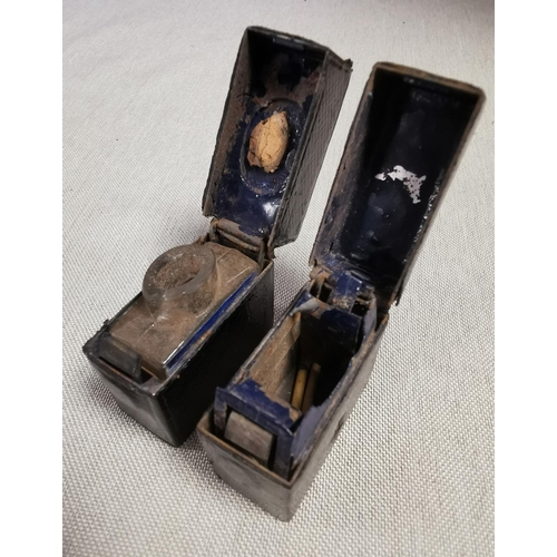 75a - Matching Pair of Victorian Morocco Leather Wrapped Travelling Ink & Vesta Cases