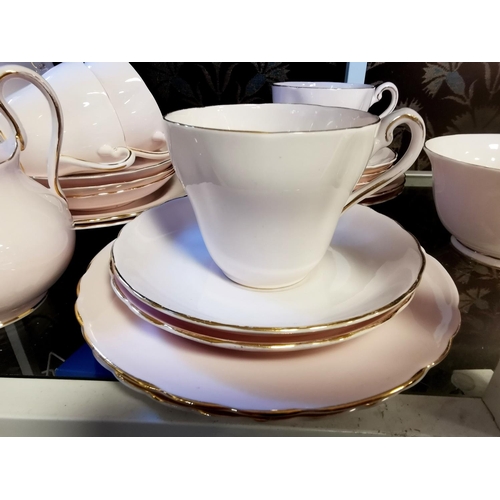 91c - Pair of 1930's Pink and Floral Tuscan Tea Services