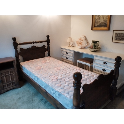 159h - Handmade Bespoke Oak Four Poster Bed + a Vintage Handmade Oak Single Bed