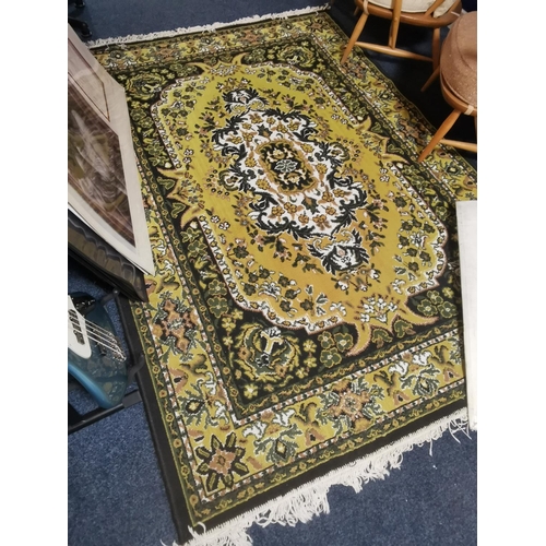 159g - Green/Yellow Large Vintage Indian/Persian Wool Rug