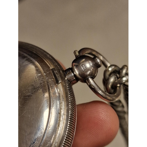 192 - Birmingham Hallmarked Silver Pocketwatch w/an Albo Silver Albert Chain