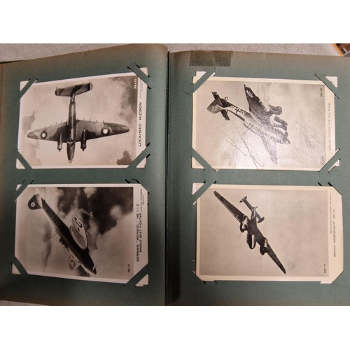 20a - WW2 era/1940's Postcard Album w/Military & Army examples + Fighter planes