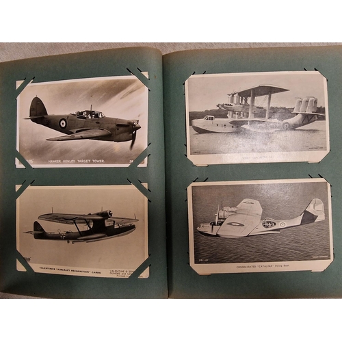 20a - WW2 era/1940's Postcard Album w/Military & Army examples + Fighter planes