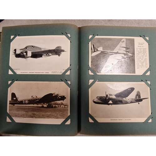 20a - WW2 era/1940's Postcard Album w/Military & Army examples + Fighter planes