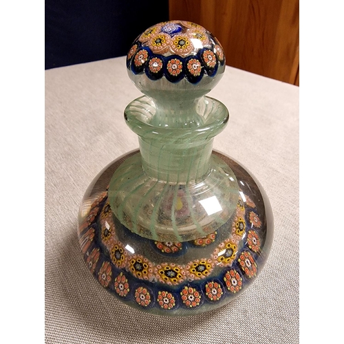 24 - Early Victorian Stourbridge Millefiori Floral Scent Bottle Paperweight