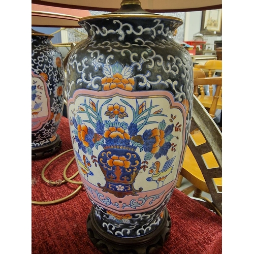 3 - Pair of Chinese Handpainted Lamps, 55cm