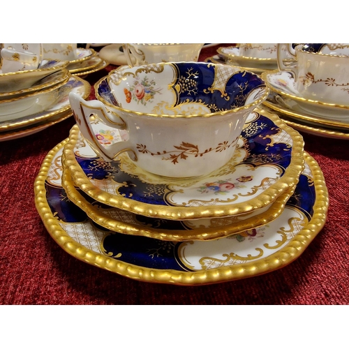 36 - 42pc Coalport Batwing Cobalt Blue Tea Service