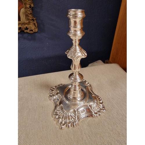 52 - Pair of William Gould of London 1749 and 1750 Hallmarked Silver Candlesticks - 302g combined