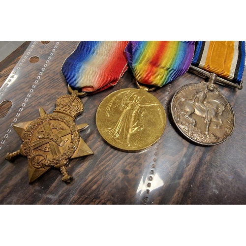 61 - Trio of WW1 Army Service Medals inc 1914 Star/Cross for a Corporal J. Walls