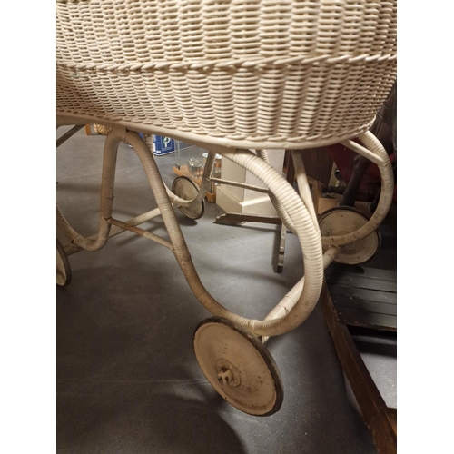 99b - Victorian part-Wicker Painted Pram