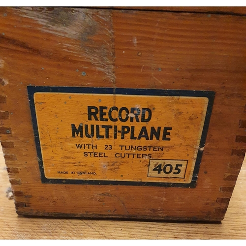 19a - Boxed Record 405 Woodworking Multiplane - Complete with exception of missing one cutter