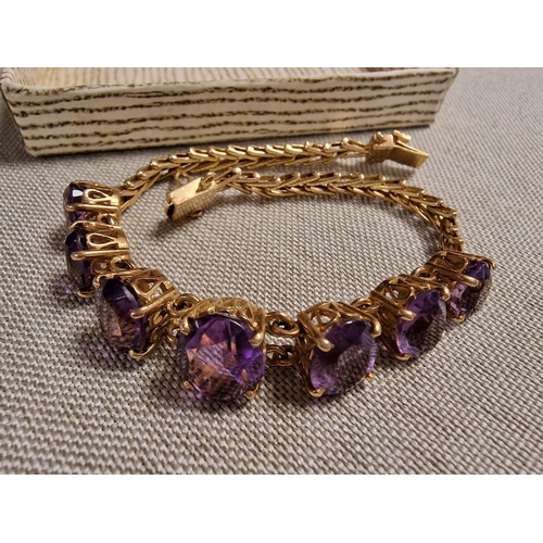 238 - Gold (Likely 9ct although no Hallmark) and Ameythst Bracelet