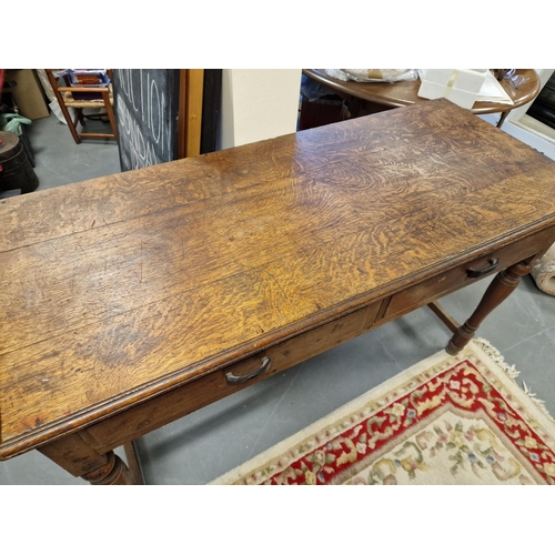 250 - Oak Two Drawer Desk Table