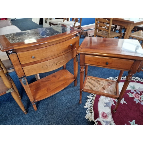 213a - Pair of Nice Cherrywood Hall Tables, one with a nice Marble top