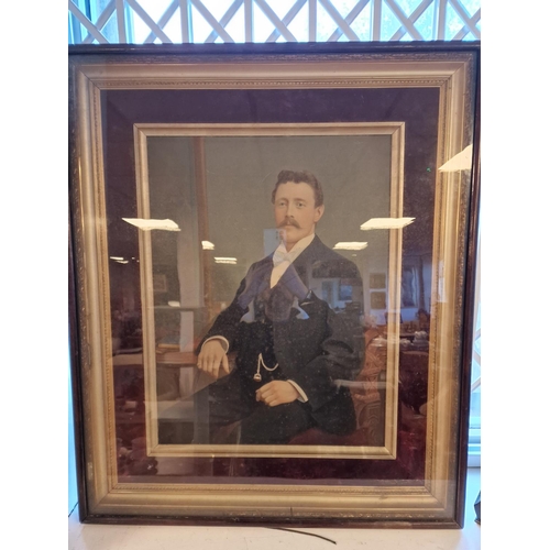 286 - Large Victorian Coloured Photograph of a Gentleman - nice frame with a velvet mount