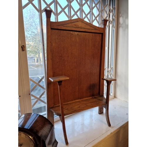 289 - 1940's Inlaid Wood Candle-stand and Fire Screen