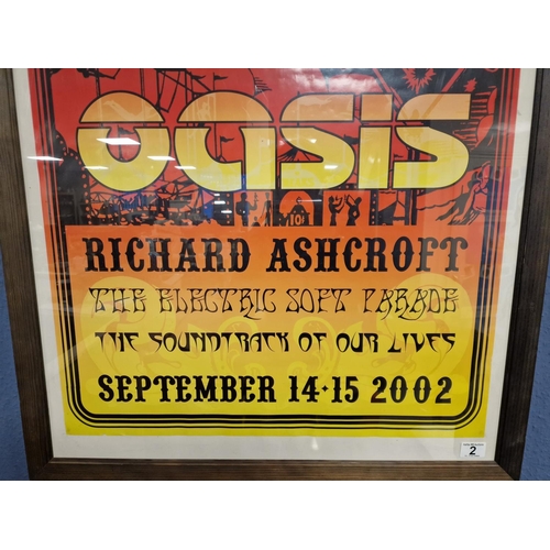 2 - Large Framed 2002 Oasis Tour Poster featuring Richard Ashcroft (Verve), Indie, Britpop, Gallagher - ... 